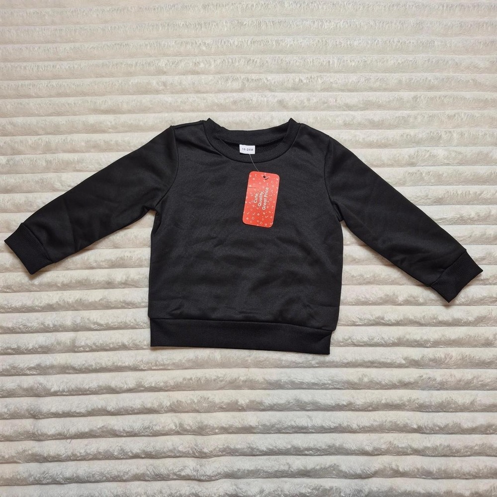 PatPat Toddler Black Crewneck Sweatshirt Long Sleeve Pullover 18-24M NWT